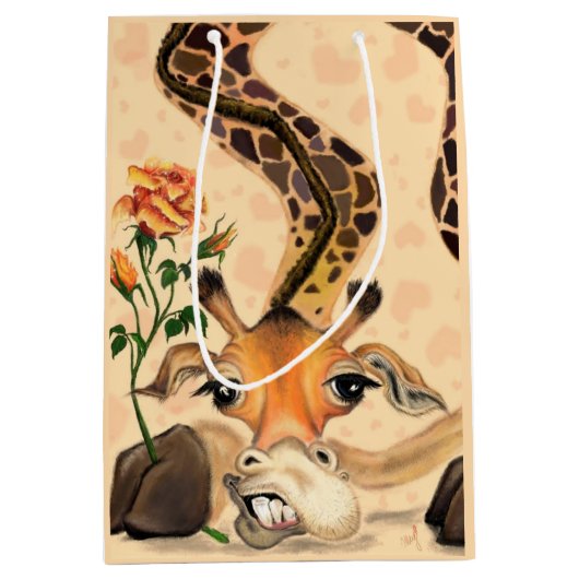 Romantische Giraffe - Gentleman - voeg Jouw tekst Medium Cadeauzakje (Voorkant)