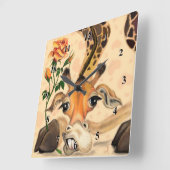 Romantische Giraffe - Gentleman - voeg Jouw tekst Vierkante Klok (Hoek)