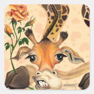 Romantische Giraffe - Gentleman - voeg Jouw tekst  Vierkante Sticker
