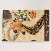 Romantische Giraffe Grappige puzzel aangepaste tek Legpuzzel (Horizontaal)