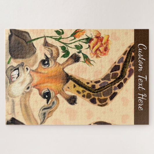 Romantische Giraffe Grappige puzzel aangepaste tek Legpuzzel (Horizontaal)