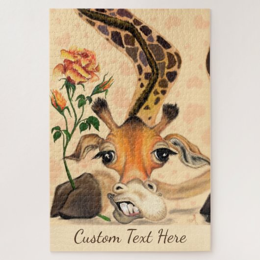 Romantische Giraffe Grappige Puzzel Geschenk Aange (Verticaal)