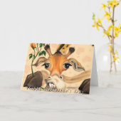 Romantische Giraffe Grappige Valentijnsdag Kaart (Gele Bloem)