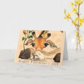 Romantische Giraffe Grappige Valentijnsdag Kaart (Gele Bloem)