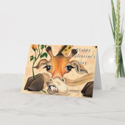 Romantische Giraffe Grappige Valentijnsdag Kaart (Voorkant)