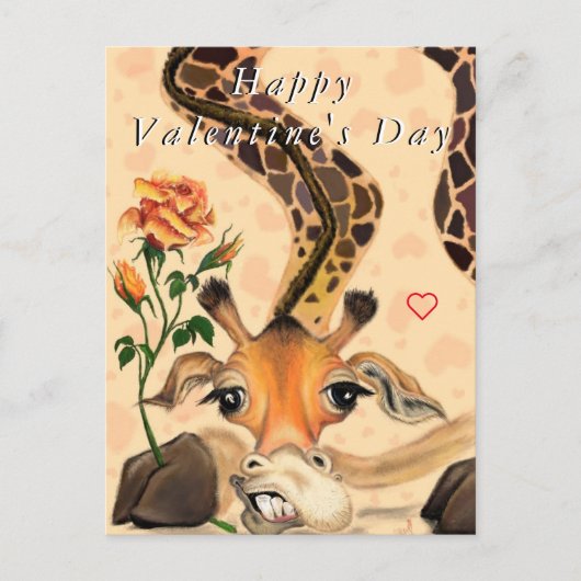 Romantische Giraffe Grappige Valentijnsdag Kaart (Voorkant)
