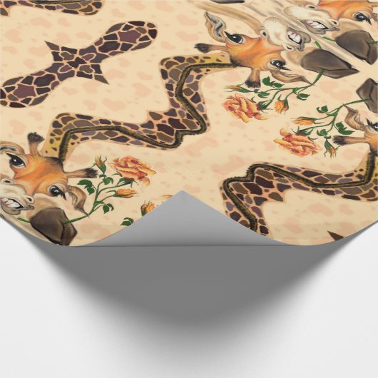 Romantische Giraffe - Heer - Grappig Cadeaupapier (Hoek)