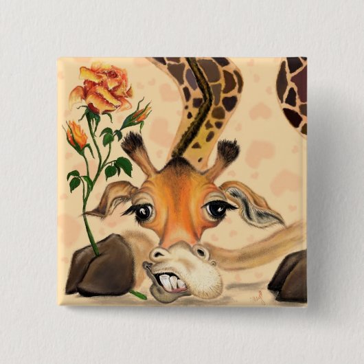 Romantische Giraffe - Heer - Grappig Vierkante Button 5,1 Cm (Voorkant)