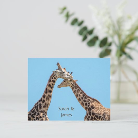 Romantische Giraffe Knuffels Persoonlijk Briefkaart (Staand voorkant)