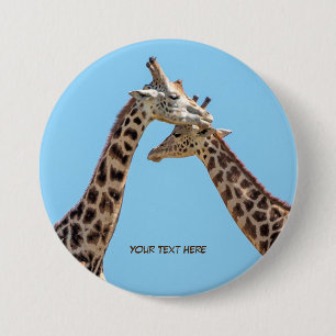 Romantische Giraffe Paar Persoonlijke naam Ronde Button 7,6 Cm