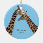 Romantische Giraffe Paar Portret Naam Keramisch Ornament (Achterkant)