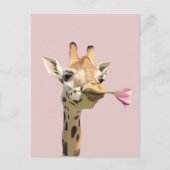 Romantische Giraffe roze tulp voor geliefde Briefkaart (Voorkant)