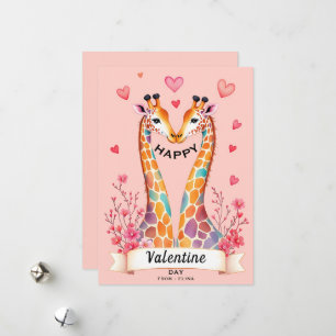 Romantische Giraffe Valentijnsdag Feestdagenkaart