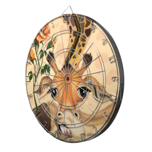 Romantische Giraffe - Voeg uw Afbeelding/tekst toe Dartbord (Voorkant Rechts)