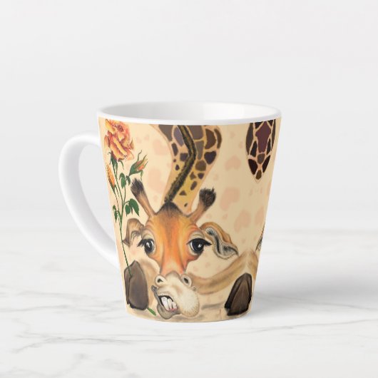 Romantische Giraffe - Voeg uw foto/naam toe Latte Mok (Linkerhoek)