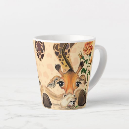 Romantische Giraffe - Voeg uw foto/naam toe Latte Mok (Rechterhoek)