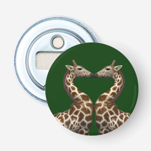 Romantische Giraffes Button Flesopener (Voorkant)