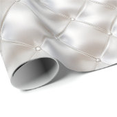 Romantische Glam White Faux Leather Wedding Cadeaupapier (Rol Hoek)