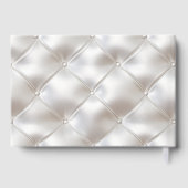Romantische Glam White Faux Leather Wedding Gastenboek (Achterkant)