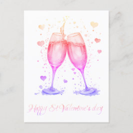 Romantische glazen wijn Valentijn Feestdagenkaart