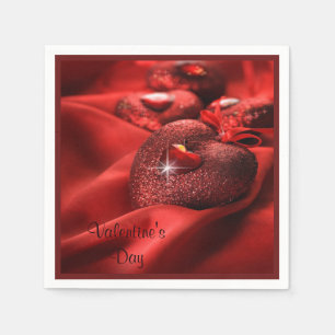 Romantische Glitter Hartjes Valentijnsdag Servetten