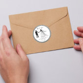 Romantische glitter met bruid en bruidegom bedankt ronde sticker