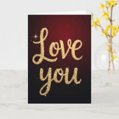 Romantische Glitter Script Love You Kaart (Gele Bloem)