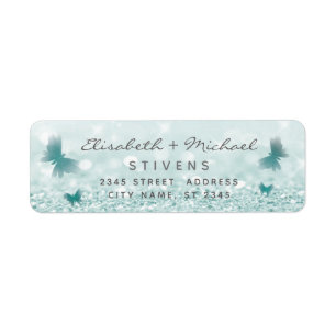 Romantische glittery Butterfly-label voor bruiloft Etiket