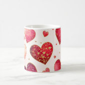 Romantische Glittery Gold Pink Red Hearts Valentij Koffiemok (Center)