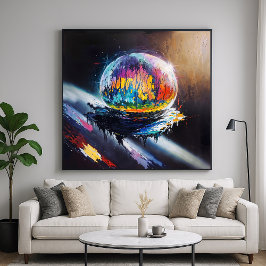Romantische Globe - Abstracte Kosmische Kunststijl Poster