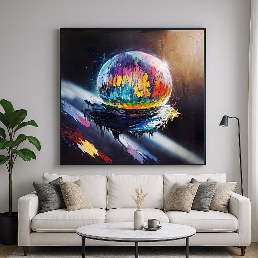 Romantische Globe - Abstracte Kosmische Kunststijl Poster