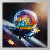 Romantische Globe - Abstracte Kosmische Kunststijl Poster (Voorkant)