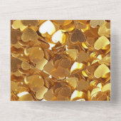 Romantische Gold Glam Hearts Wedding All In One Uitnodiging (Achterkant)