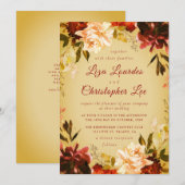 Romantische Golden Herfst Floral Wedding Kaart (Voorkant / Achterkant)