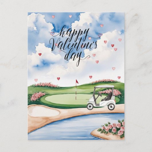 Romantische golfbaan met Rozen – Waterverf Briefkaart (Voorkant)