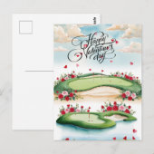 Romantische golfbaan met Rozen – Waterverf Briefkaart (Voorkant / Achterkant)