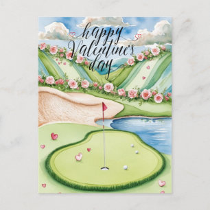 Romantische golfbaan met Rozen – Waterverf Briefkaart