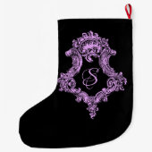 Romantische Goth-pink monogram Grote Kerstsok (Achterkant)