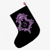 Romantische Goth-pink monogram Grote Kerstsok (Achterkant (Hangend))