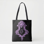 Romantische Goth Pink Monogram Tote Bag (Voorkant)
