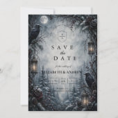 Romantische Goth Winterhuwelijk Save The Date (Voorkant)