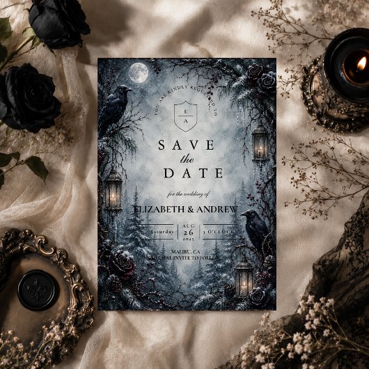 Romantische Goth Winterhuwelijk Save The Date