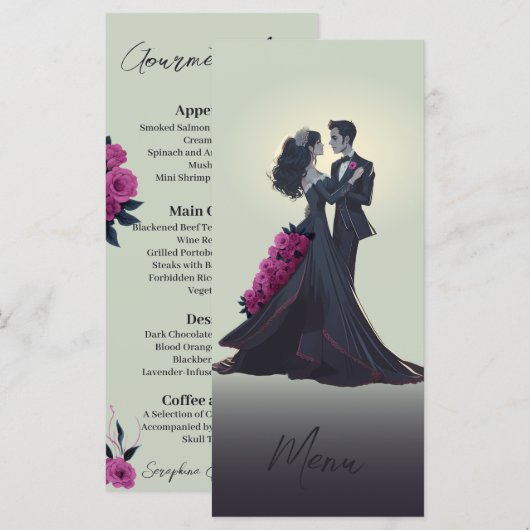 Romantische gothic geliefden Elegante gourmet menu (Voorkant / Achterkant)