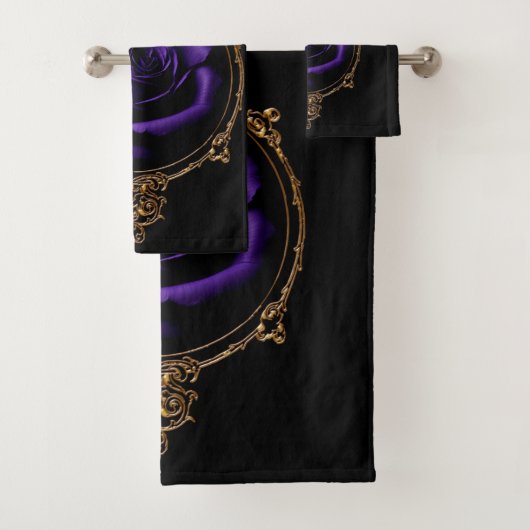 Romantische, Gothic Paarse Rozen Bad Handdoek (Insitu)