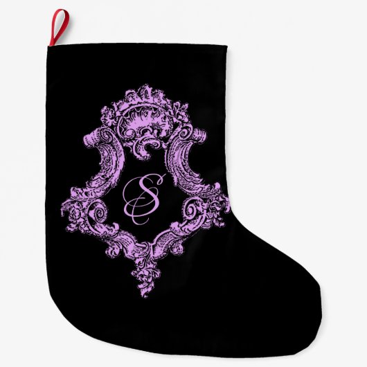 Romantische Gothic Roze Monogram Grote Kerstsok (Voorkant)