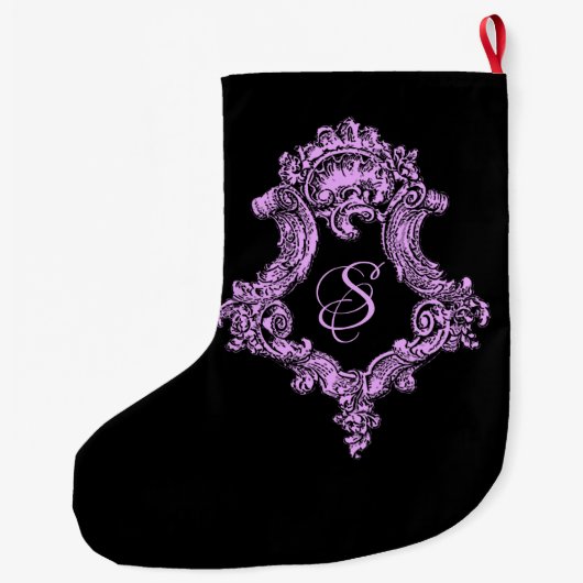 Romantische Gothic Roze Monogram Grote Kerstsok (Achterkant)