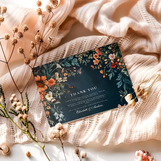 Romantische gotische bruiloft bedankkaart