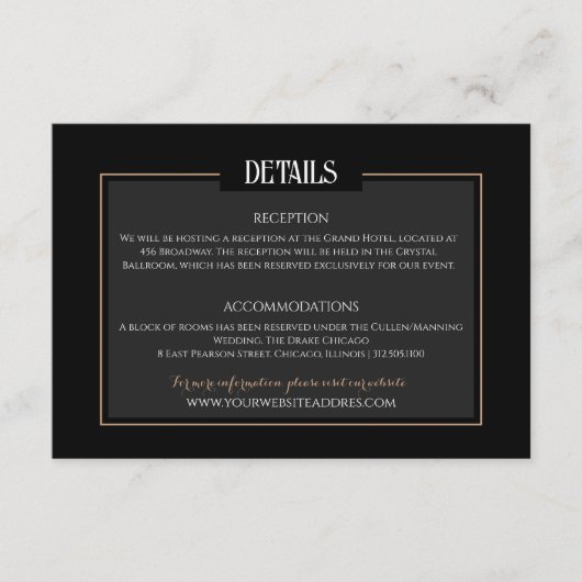 Romantische Gotische Bruiloft Minimalistische info Informatiekaartje (Voorkant)