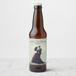 Romantische Gotische Geliefden Elegante Trouwdag Bier Etiket