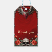 Romantische gotische iconen: hart, roos, schedel. cadeaulabel (Voorkant)